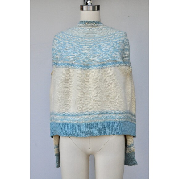 Vintage Icelandic Jacket Sweater Cardigan Knit Knitted Norwegian 40s 50s XS - S - Picture 8 of 10